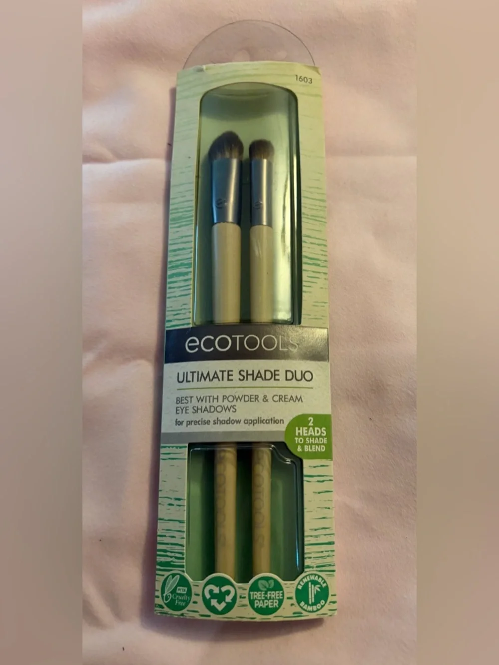 ecotools NWT Bamboo Handle Eye Brush Duo with Silver Ferrules